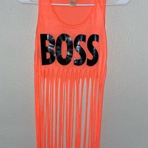 Neon Fringe Crop Top